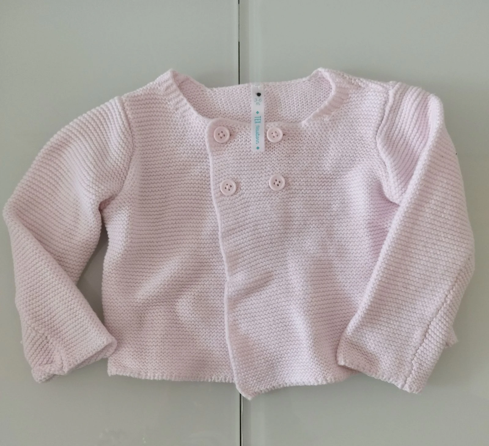 Chaqueta de punto rosa con botos 3-6 meses tex